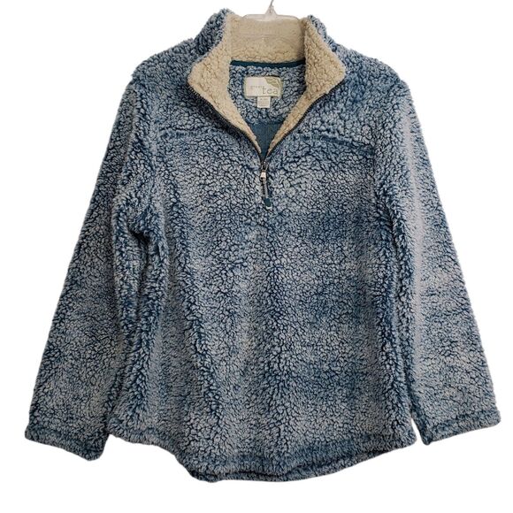 Green Tea Women's XL Fluffy Fleece / "Sherpa" Quarter Zip Pullover Jacket - Picture 1 of 6